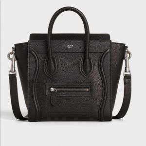 Celine Nano Bag, black, zipper closure, crossbody, removable strap